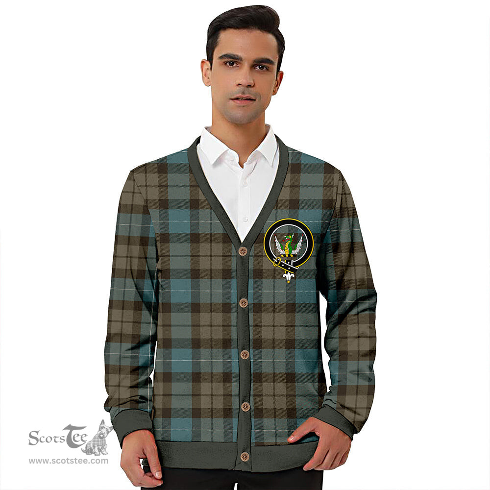 Scottish MacKirdy Weathered Clan Crest Tartan V neck Knitted Fleece Cardigans