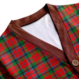 Scottish MacNaughton Ancient Clan Crest Tartan V neck Knitted Fleece Cardigans