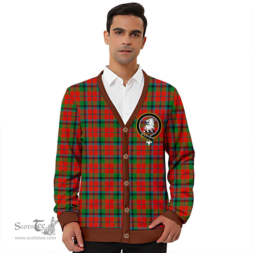 Scottish MacNaughton Ancient Clan Crest Tartan V neck Knitted Fleece Cardigans