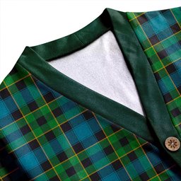Scottish Mowat Ancient Clan Crest Tartan V neck Knitted Fleece Cardigans