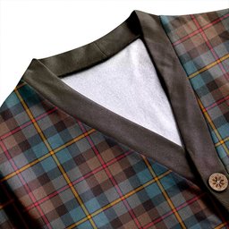 Scottish MacLeod of Skeabost Weathered Clan Crest Tartan V neck Knitted Fleece Cardigans