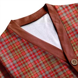 Scottish Ogilvie of Airlie Ancient Clan Crest Tartan V neck Knitted Fleece Cardigans