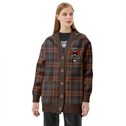 Scottish MacLeod of Skeabost Modern Clan Crest Tartan V neck Knitted Fleece Cardigans