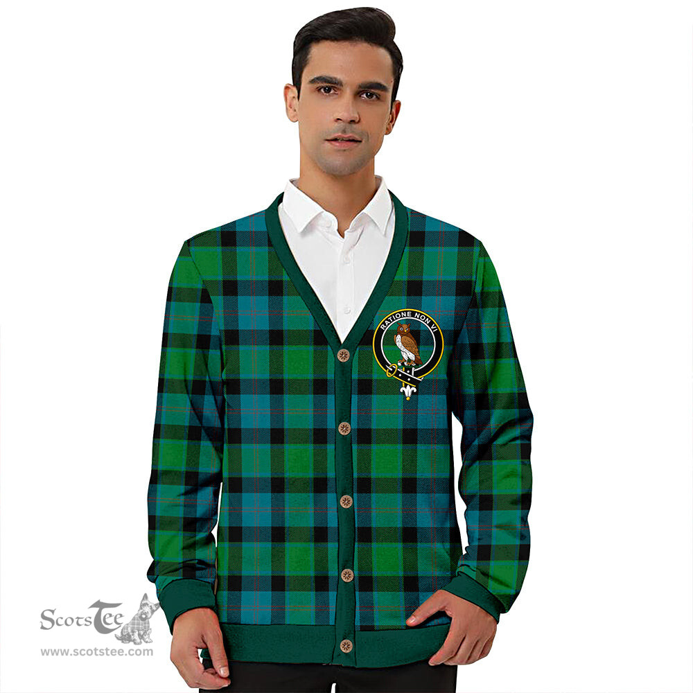 Scottish MacTaggart Ancient Clan Crest Tartan V neck Knitted Fleece Cardigans