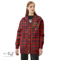 Scottish MacNiven Ancient Clan Crest Tartan V neck Knitted Fleece Cardigans