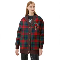 Scottish Wilson Modern Clan Crest Tartan V neck Knitted Fleece Cardigans