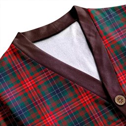 Scottish Wilson Modern Clan Crest Tartan V neck Knitted Fleece Cardigans