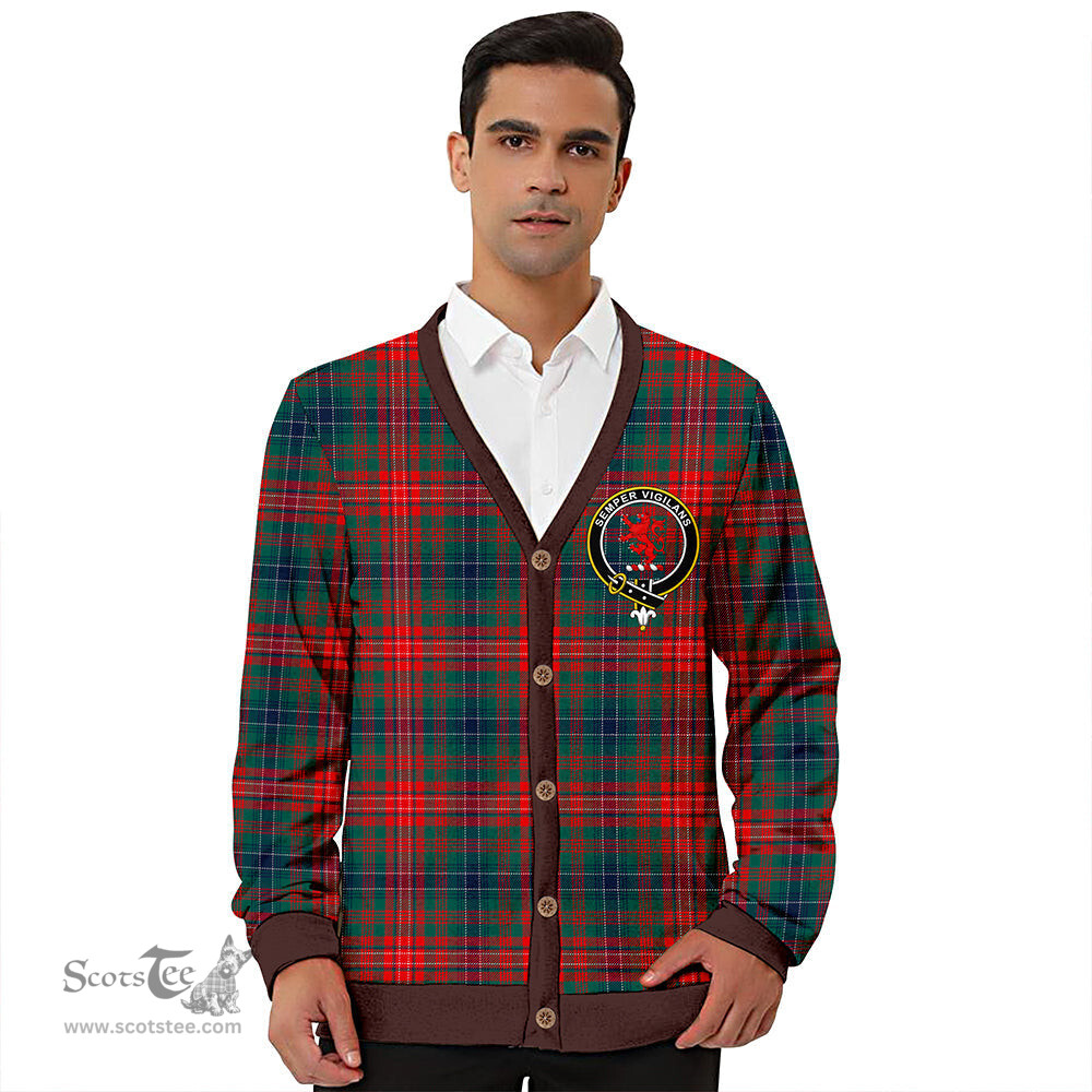 Scottish Wilson Modern Clan Crest Tartan V neck Knitted Fleece Cardigans