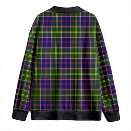 Scottish Whitefoord Modern Clan Crest Tartan V neck Knitted Fleece Cardigans