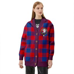 Scottish Robinson Dress (Robins Dress) Modern Clan Crest Tartan V neck Knitted Fleece Cardigans
