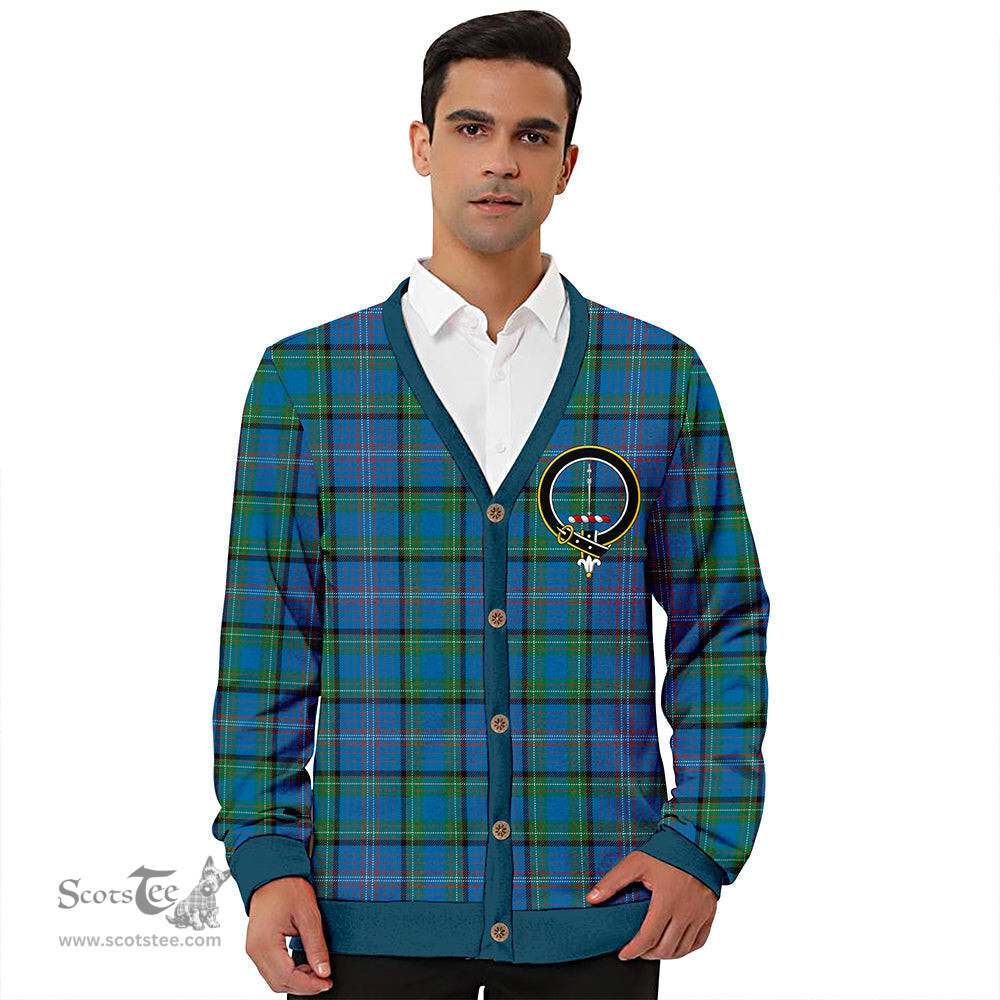 Scottish Rankin Ancient Clan Crest Tartan V neck Knitted Fleece Cardigans