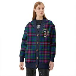 Scottish Pitcairn Hunting Modern Clan Crest Tartan V neck Knitted Fleece Cardigans
