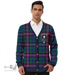 Scottish Pitcairn Hunting Modern Clan Crest Tartan V neck Knitted Fleece Cardigans