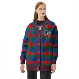 Scottish Skene of Cromar Modern Clan Crest Tartan V neck Knitted Fleece Cardigans