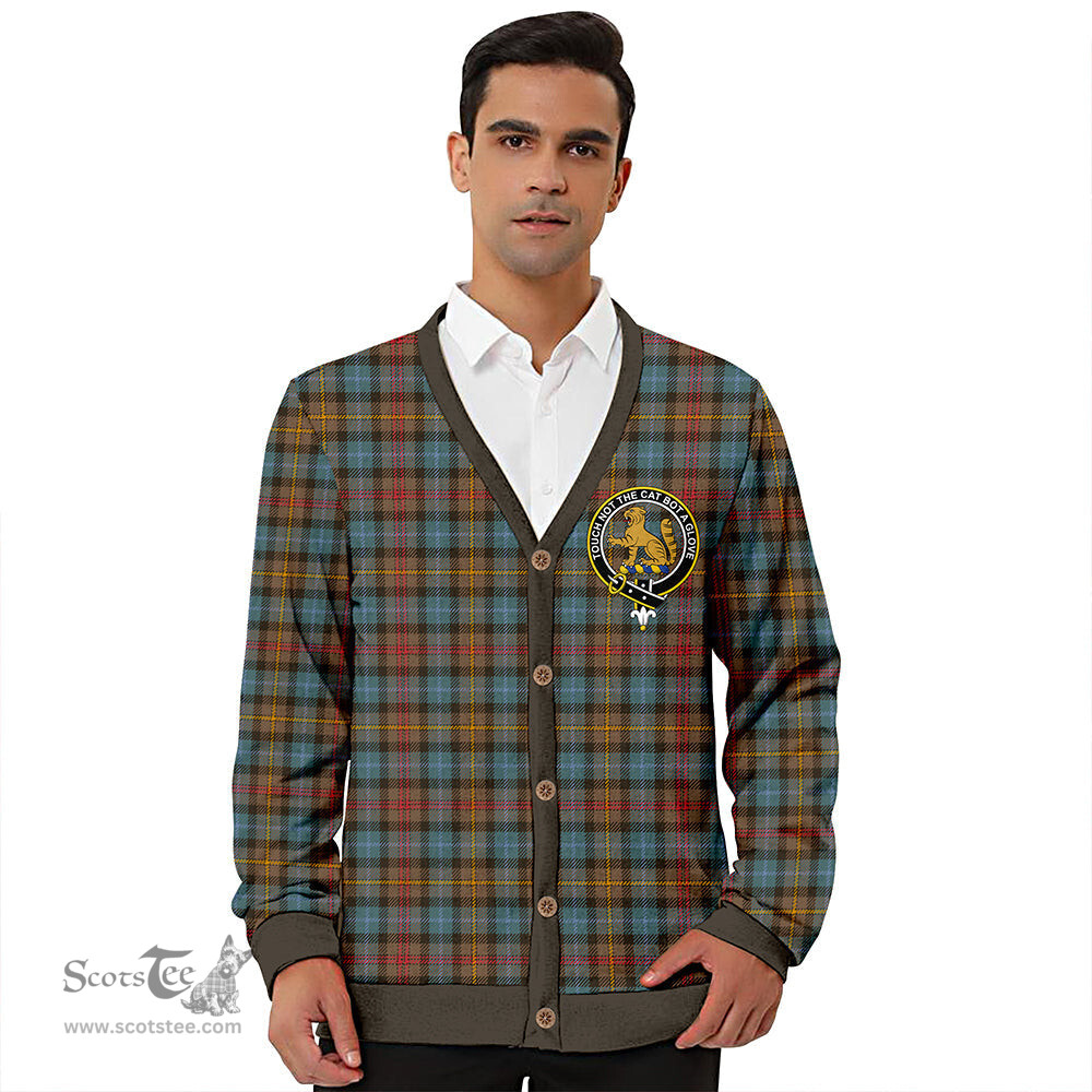 Scottish Smith (MacGowan Hunting) Weathered Clan Crest Tartan V neck Knitted Fleece Cardigans