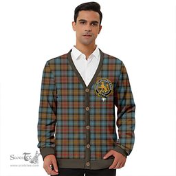 Scottish Smith (MacGowan Hunting) Weathered Clan Crest Tartan V neck Knitted Fleece Cardigans