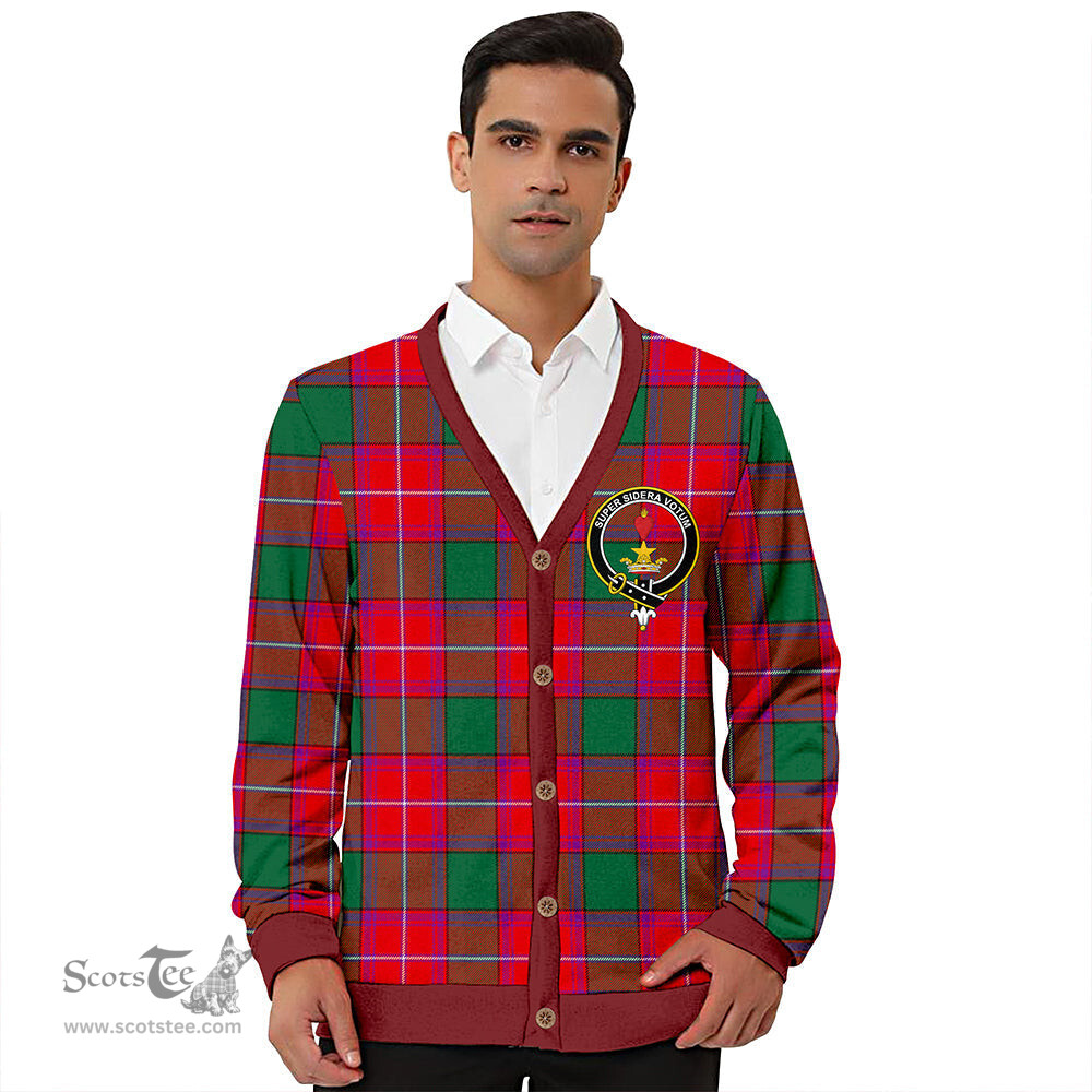 Scottish Rattray Modern Clan Crest Tartan V neck Knitted Fleece Cardigans
