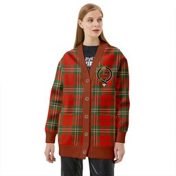 Scottish Scott Ancient Clan Crest Tartan V neck Knitted Fleece Cardigans