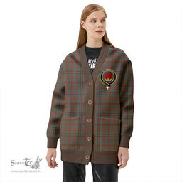 Scottish Moncrieffe of Atholl Weathered Clan Crest Tartan V neck Knitted Fleece Cardigans