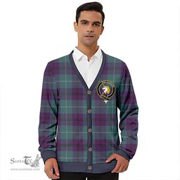 Scottish Oliphant Weathered Clan Crest Tartan V neck Knitted Fleece Cardigans