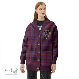 Scottish Montgomery Weathered Clan Crest Tartan V neck Knitted Fleece Cardigans