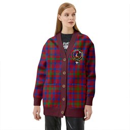 Scottish MacTier Modern Clan Crest Tartan V neck Knitted Fleece Cardigans