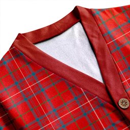 Scottish Rose Ancient Clan Crest Tartan V neck Knitted Fleece Cardigans