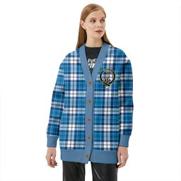Scottish Roberton Clan Crest Tartan V neck Knitted Fleece Cardigans