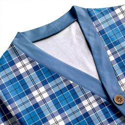 Scottish Roberton Clan Crest Tartan V neck Knitted Fleece Cardigans