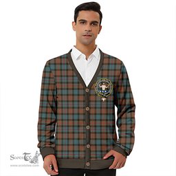 Scottish Murray of Atholl variation (Murray of Atholl; variation) Weathered Clan Crest Tartan V neck Knitted Fleece Cardigans