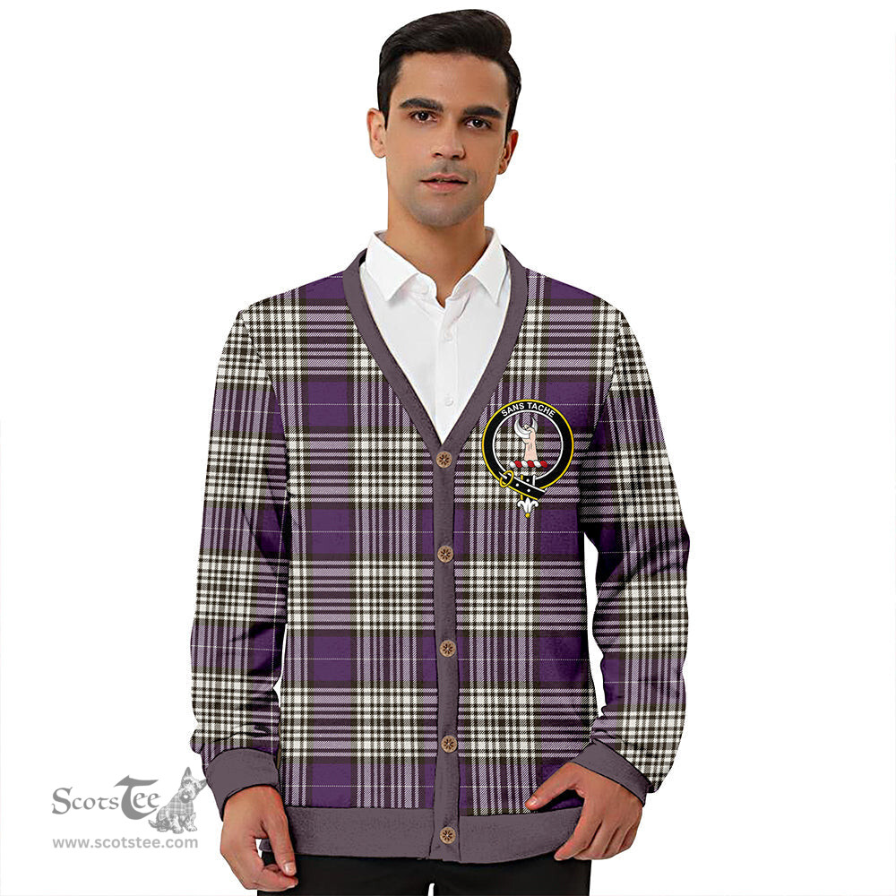 Scottish Napier Weathered Clan Crest Tartan V neck Knitted Fleece Cardigans