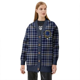 Scottish Ochterlony (Auchterlony) Modern Clan Crest Tartan V neck Knitted Fleece Cardigans