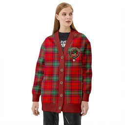 Scottish Seton Modern Clan Crest Tartan V neck Knitted Fleece Cardigans