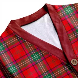 Scottish Seton Modern Clan Crest Tartan V neck Knitted Fleece Cardigans