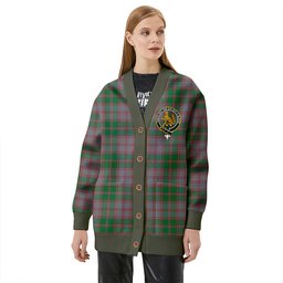 Scottish MacPherson of Glentruim Ancient Clan Crest Tartan V neck Knitted Fleece Cardigans