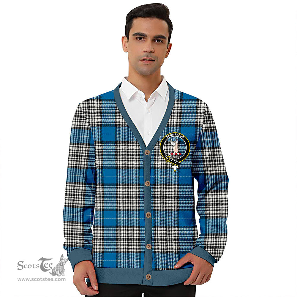 Scottish Napier Ancient Clan Crest Tartan V neck Knitted Fleece Cardigans