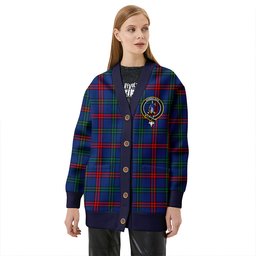 Scottish Montgomery Modern Clan Crest Tartan V neck Knitted Fleece Cardigans