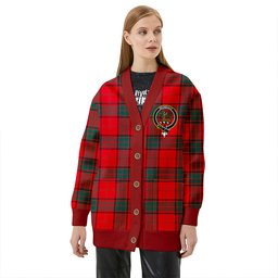 Scottish Maxwell Modern Clan Crest Tartan V neck Knitted Fleece Cardigans