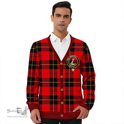 Scottish Wallace (Wallas) Modern Clan Crest Tartan V neck Knitted Fleece Cardigans