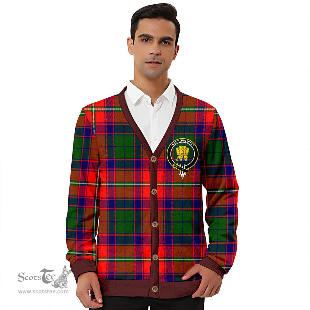 Scottish Wauchope Clan Crest Tartan V neck Knitted Fleece Cardigans