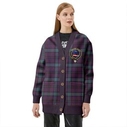 Scottish Weir Weathered Clan Crest Tartan V neck Knitted Fleece Cardigans