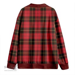 Scottish Wallace (Wallas) Weathered Clan Crest Tartan V neck Knitted Fleece Cardigans