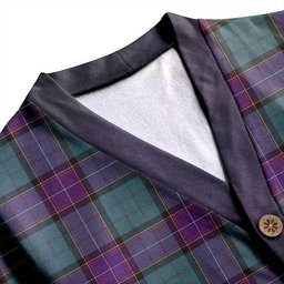 Scottish Storrie Weathered Clan Crest Tartan V neck Knitted Fleece Cardigans
