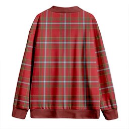 Scottish Stewart of Fingask Weathered Clan Crest Tartan V neck Knitted Fleece Cardigans