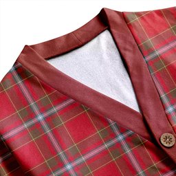 Scottish Stewart of Fingask Weathered Clan Crest Tartan V neck Knitted Fleece Cardigans