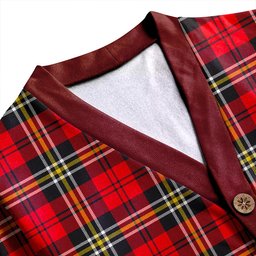 Scottish MacPherson of Cluny Red Modern Clan Crest Tartan V neck Knitted Fleece Cardigans