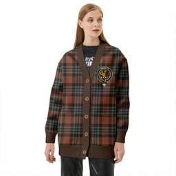 Scottish Newlands (Walker Newlands) Weathered Clan Crest Tartan V neck Knitted Fleece Cardigans