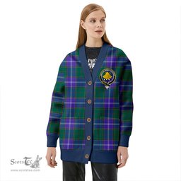 Scottish Pringle Modern Clan Crest Tartan V neck Knitted Fleece Cardigans