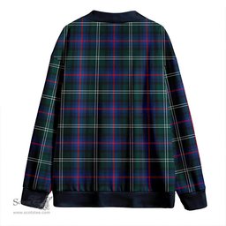Scottish Sutherland Modern Clan Crest Tartan V neck Knitted Fleece Cardigans