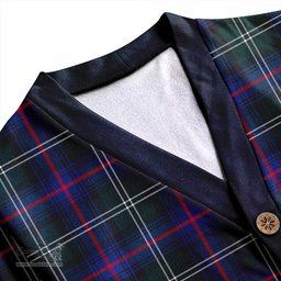 Scottish Sutherland Modern Clan Crest Tartan V neck Knitted Fleece Cardigans